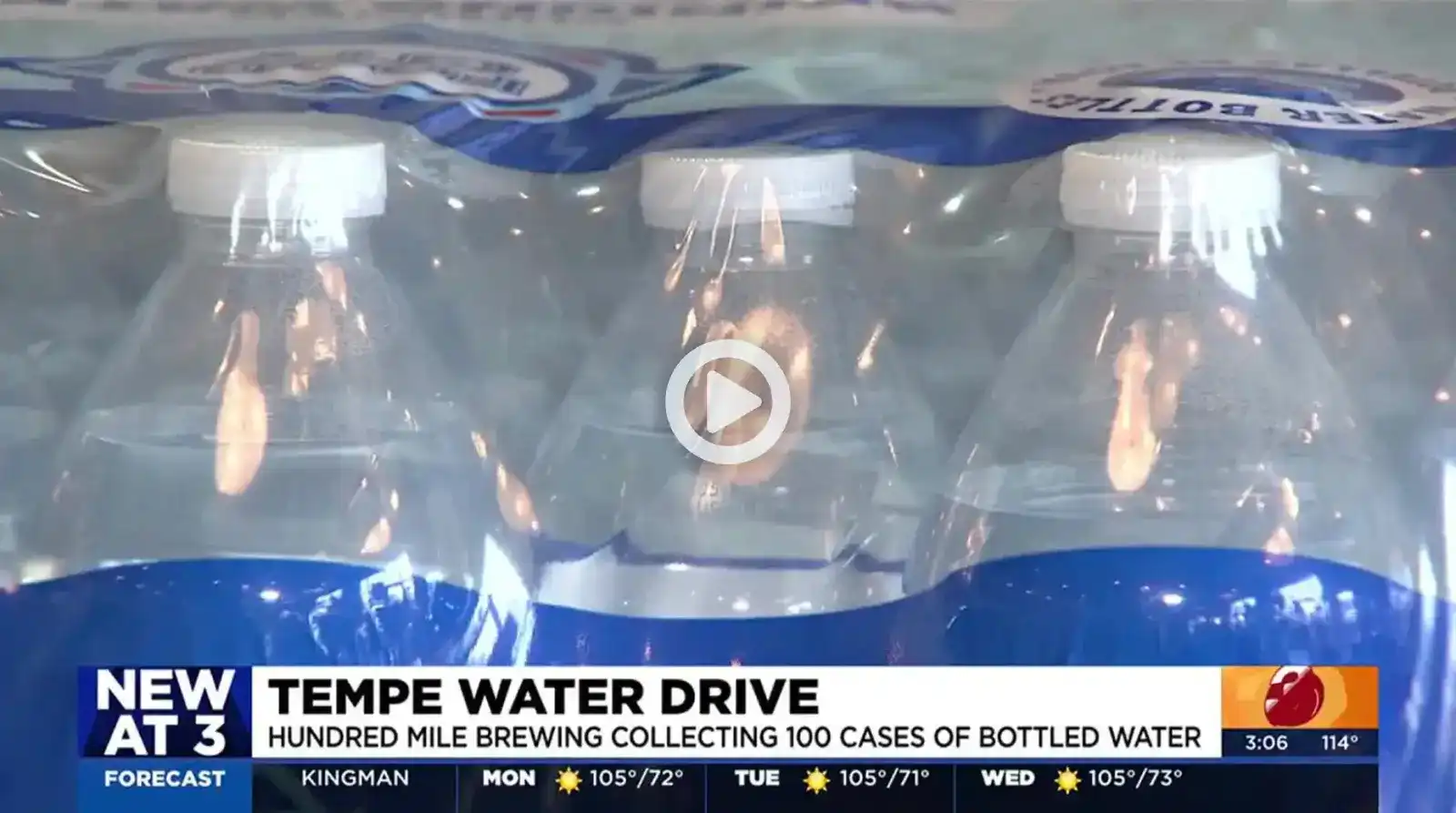 100 Mile brewing Collecting 100 Cases of Bottled Water