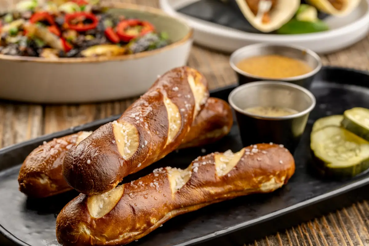 German soft pretzel sticks with beer cheese